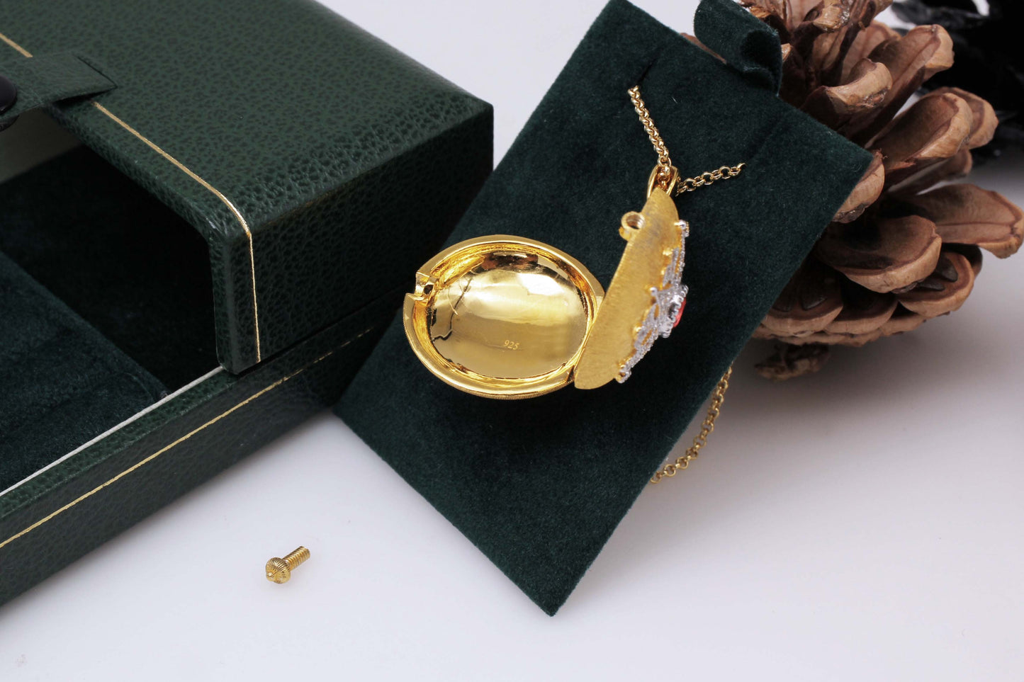 Fermaglio per foto a forma di fiocco di neve in argento 925 rosso e oro leggero