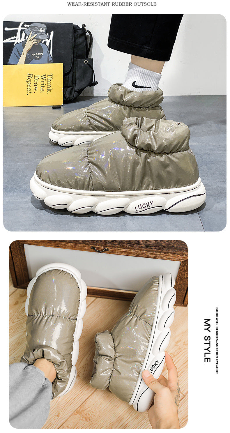 Pantoufles en coton que les hommes peuvent porter à l'extérieur en hiver et chaussures chaudes en velours