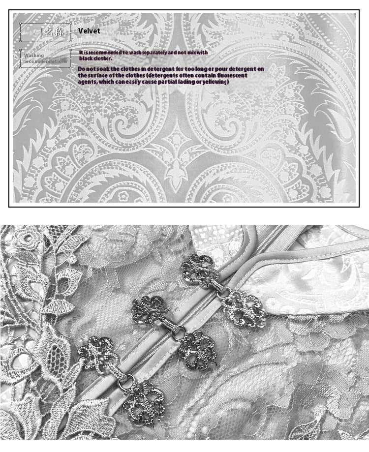 Lace Jacquard Velvet Fishtail Improved Cheongsam Dress