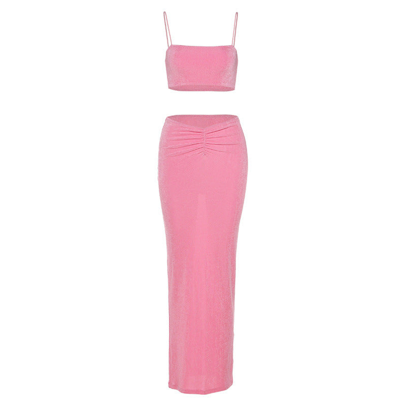 Completo slim fit con gilet e gonna lunghi fino ai fianchi