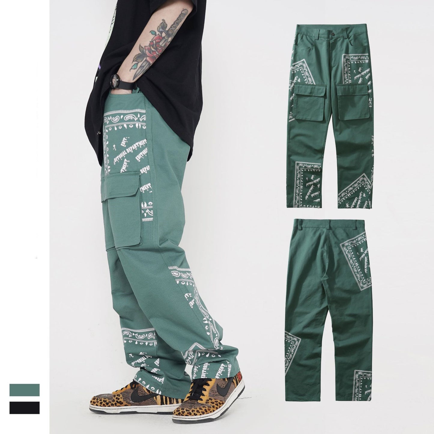 Pantaloni cargo casual larghi a vita media dritti