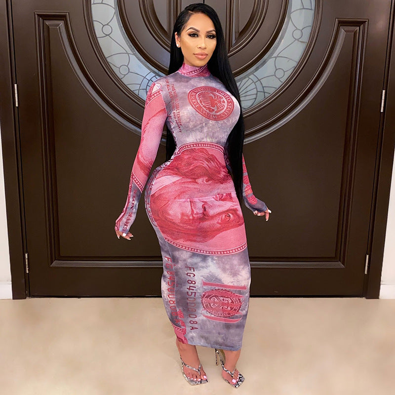 Robe une pièce transparente à manches longues