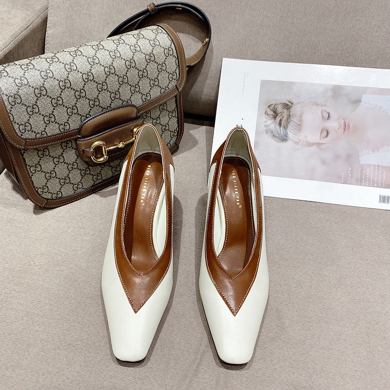 Zapatos de tacón alto con punta cuadrada para mujer