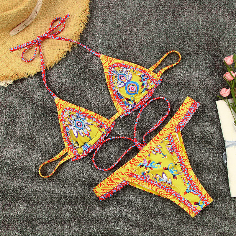 Nuovo costume da bagno bikini con spacco e fasciatura