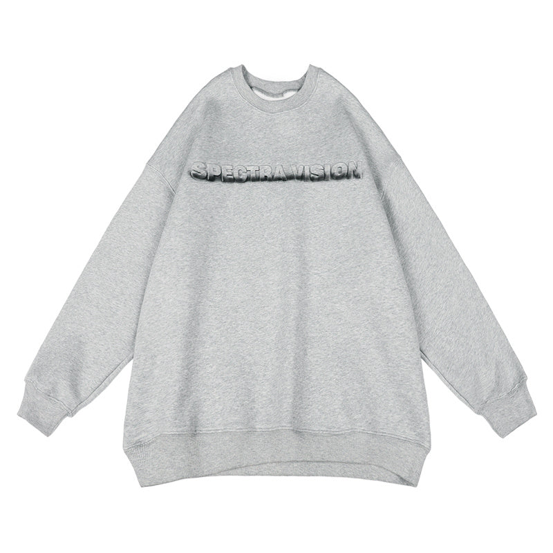 Three-Dimensional Embossed Gradient Print Round Neck And Velvet Pullover Sweater