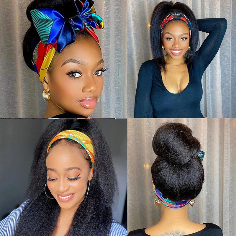 Real Hair Ice Silk Headband Tie Headgear