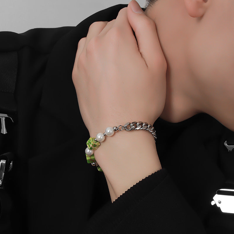 Bracciale in titanio con cubo cubano Hip Hop