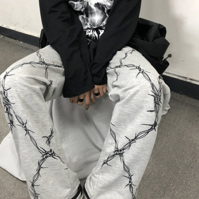 Pantalon droit décontracté à imprimé foncé