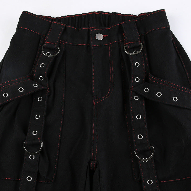 Jeans à ruban style punk et heavy metal