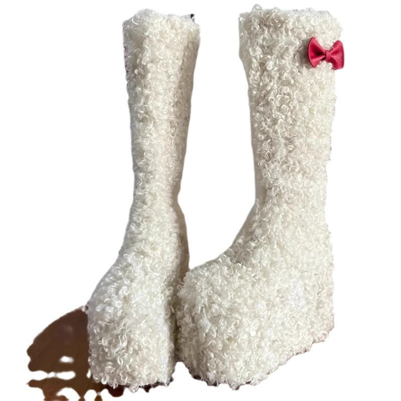 Thick Bottom Lamb Wool Boots Women