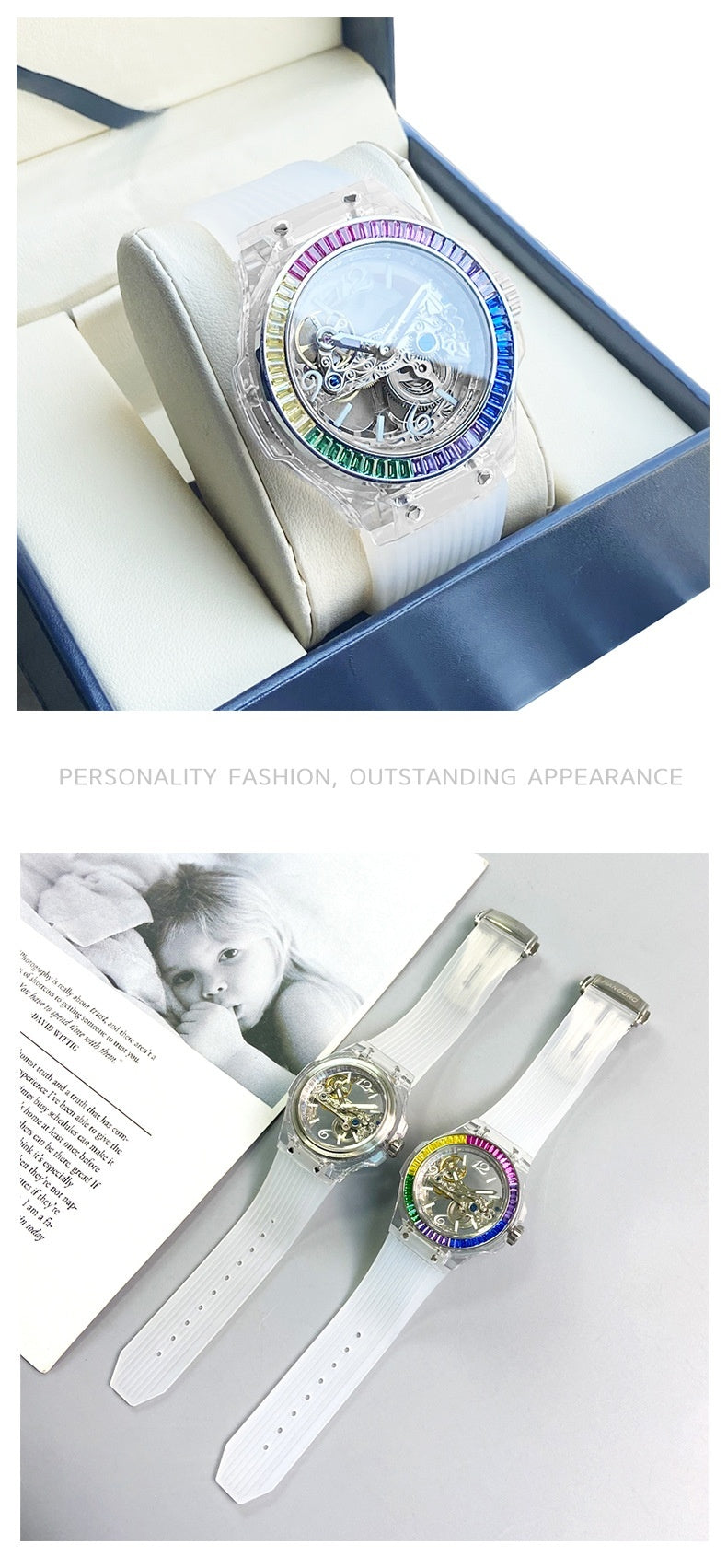 Orologio meccanico a trasmissione neutra completamente automatico con quadrante grande cavo