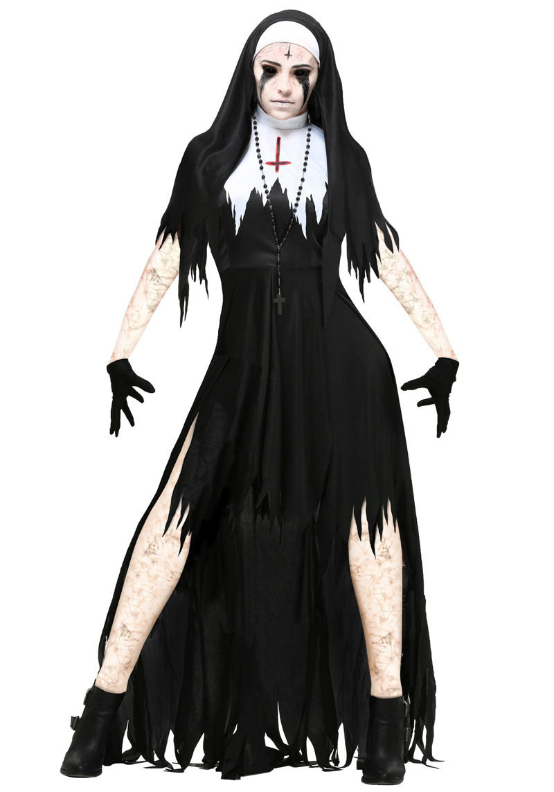 Costume de cosplay pour femme, robe fantaisie de vampire noire