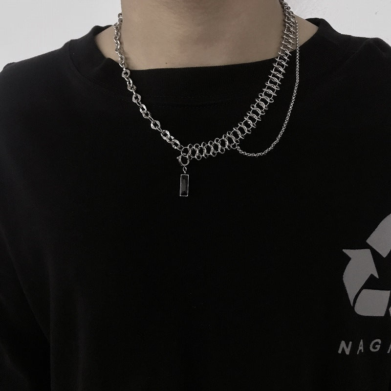 Black Gem Detachable Design Necklace
