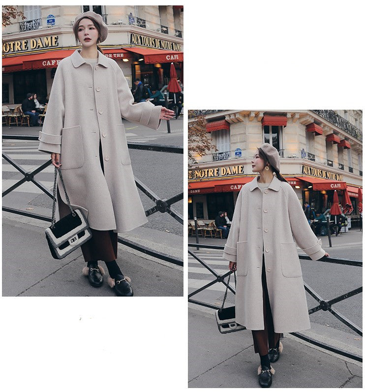 Manteau coupe-vent mi-long en laine épaisse