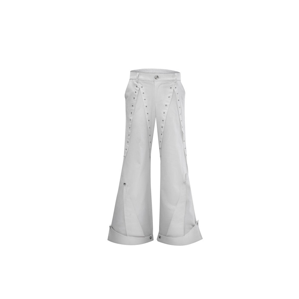 Salopette ornée de métal, pantalon ample à jambes larges en relief