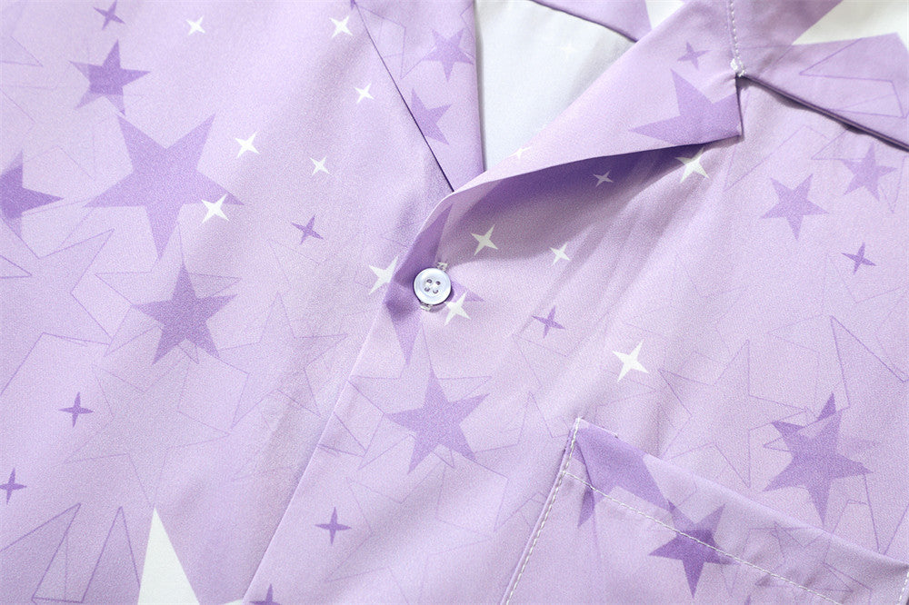 Maglietta estiva a maniche corte con stampa a stella a cinque punte