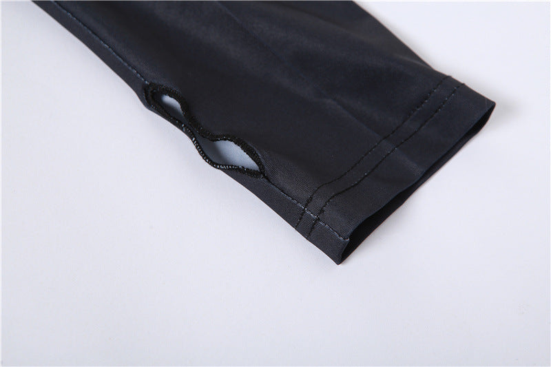 Fashion 3D Body Print Round Neck Long Sleeve Slim Hip Bag Dress