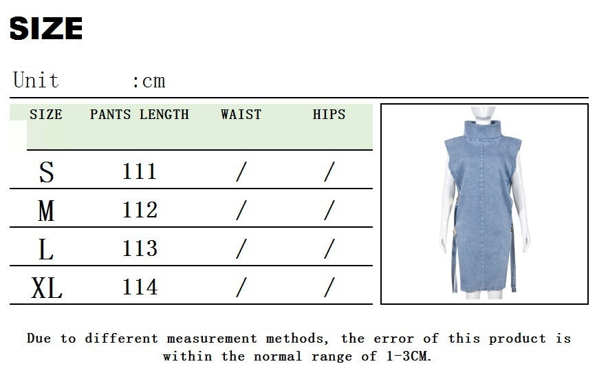 Abito da donna in denim lavato con collo alto