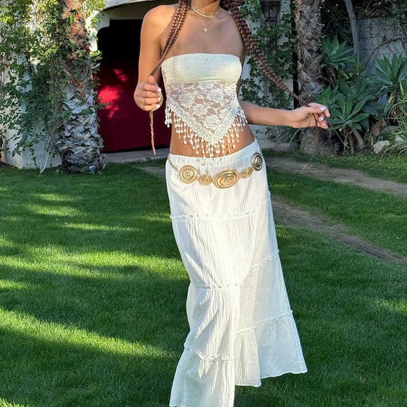 Lace Tube Top Tassel Vest Slim Fit Versatile Top