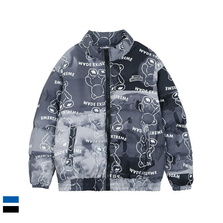 Cappotto imbottito con collo alto, orsetto, giacca senza piumino in cotone