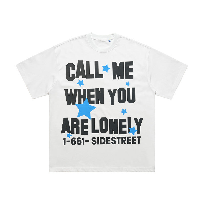 Round Neck Printed Cotton Short-sleeved T-shirt Retro Bottoming Top