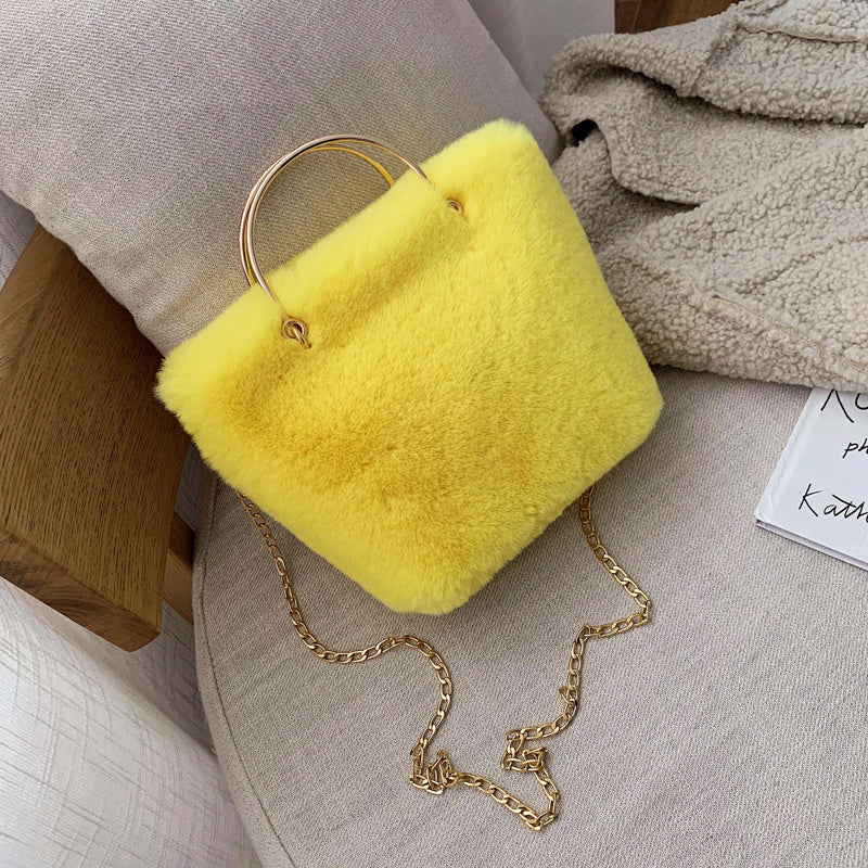 Fashion chain Plush straddle shoulder bag