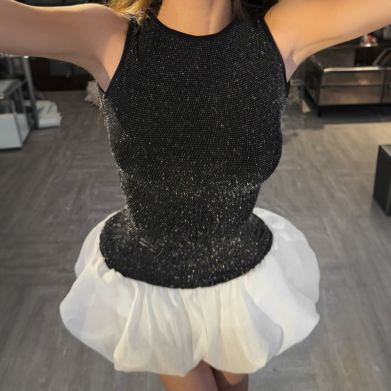 Vest Bud Stitching Jumpsuit Skirt