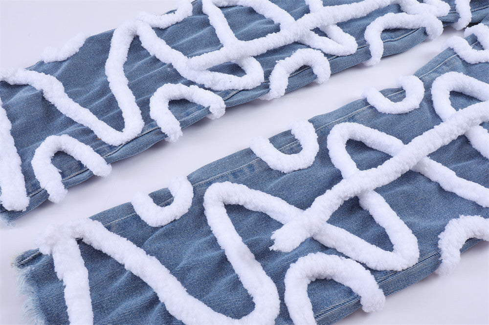 Jeans da uomo in cashmere americano floccato