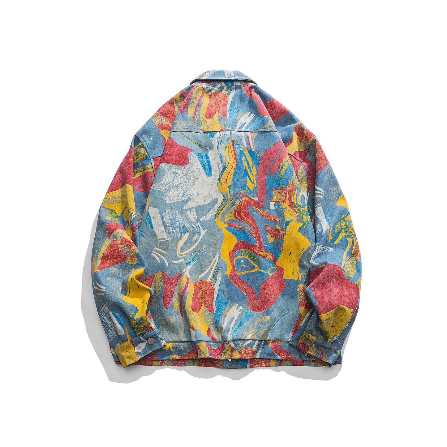 Giacca in denim con graffiti e dipinti a inchiostro vintage