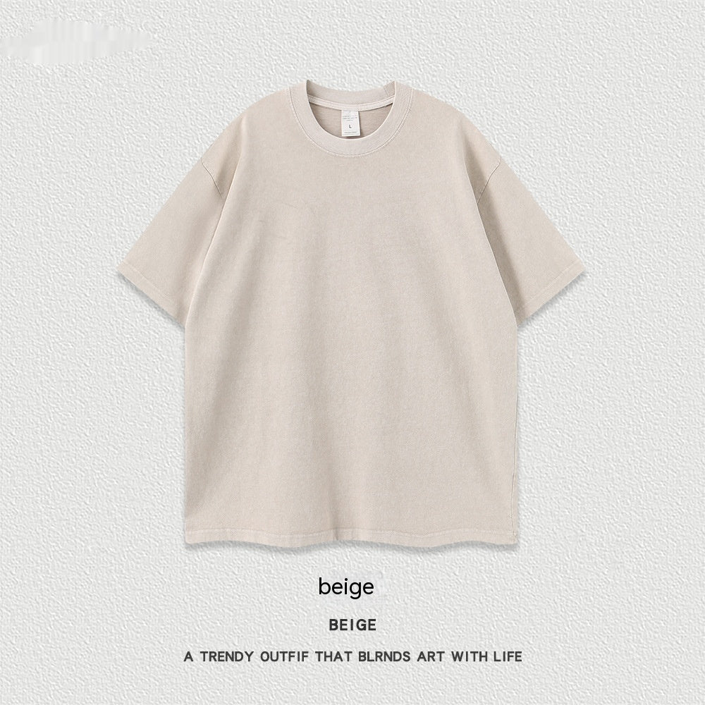 Maglietta americana in cotone a maniche corte con effetto used