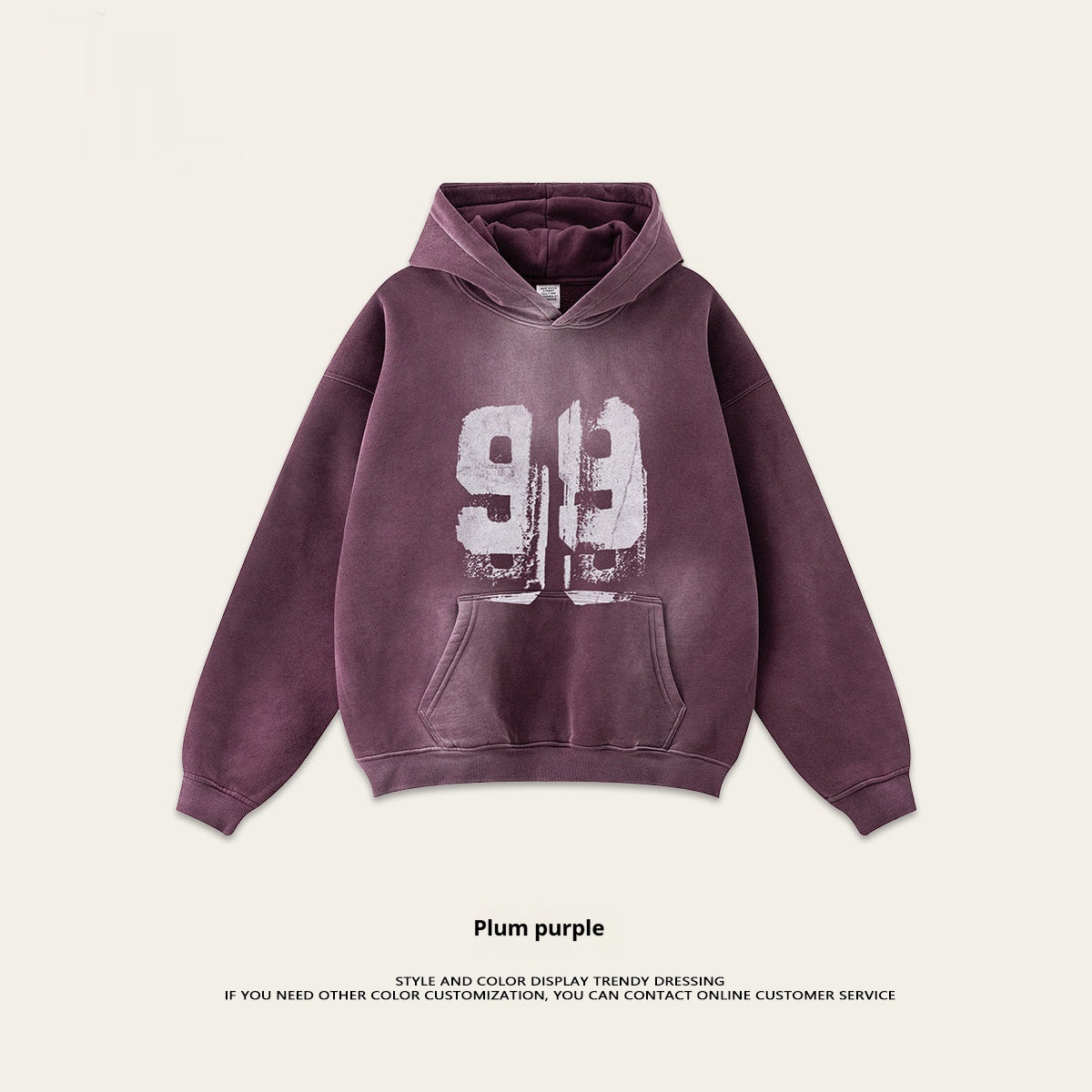 Pull en velours imprimé numérique délavé vintage