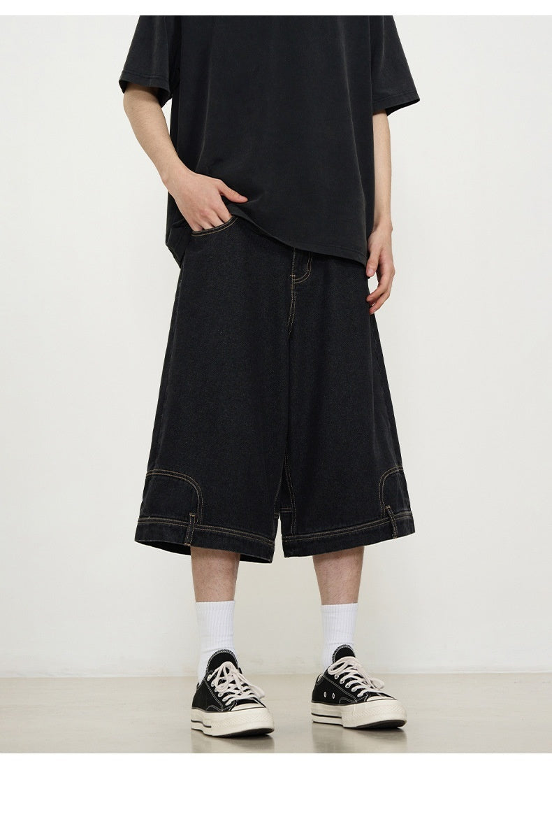 Pantaloncini estivi da uomo in denim lavato retrò americano