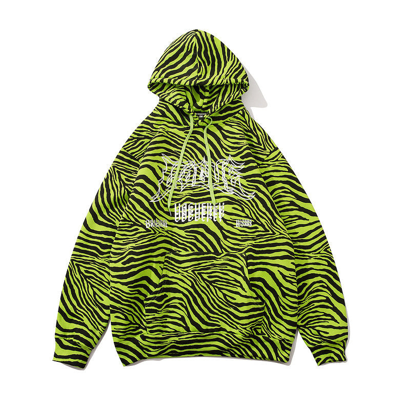 Sweat à capuche en polaire à imprimé zèbre