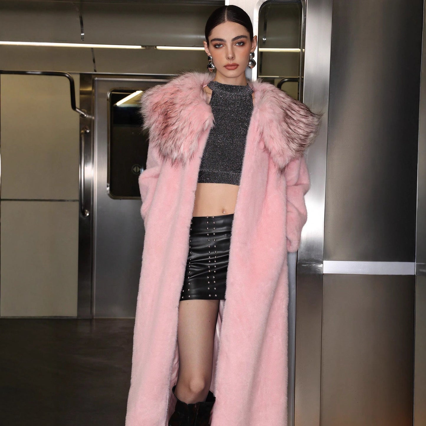 Long Sleeve Fur Plush Thermal Long Coat