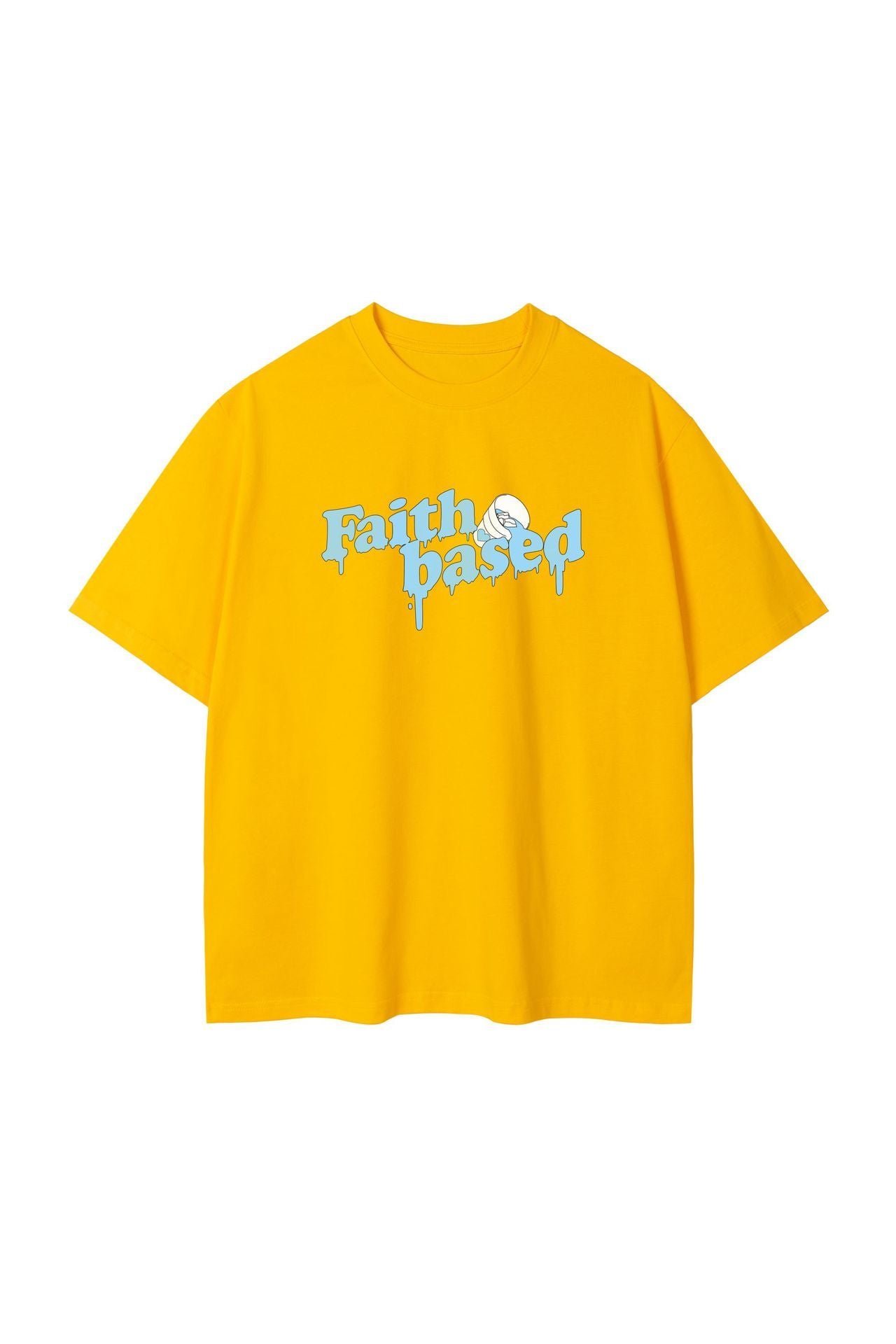 T-shirt ample à manches courtes en pur coton américain à imprimé créatif et lettres liquéfiées