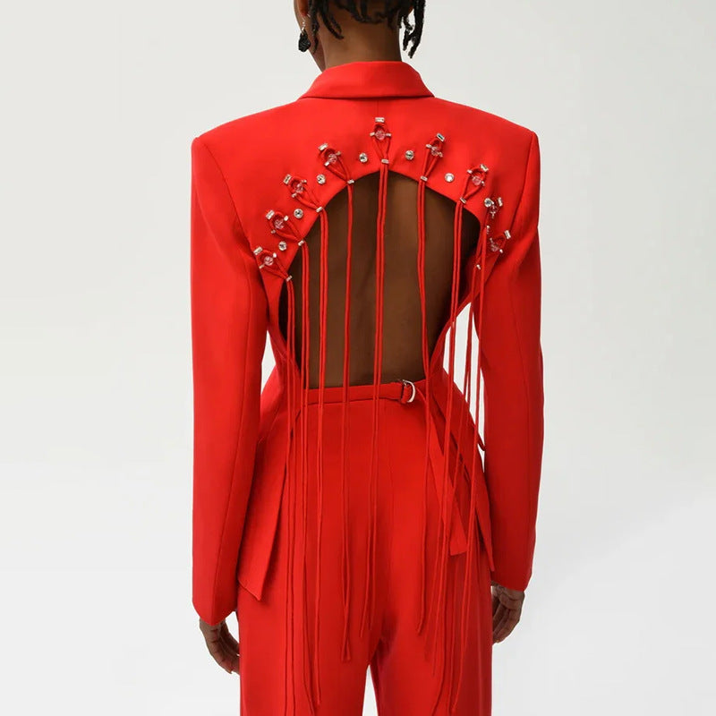 Manteau croisé uni à découpes tendance