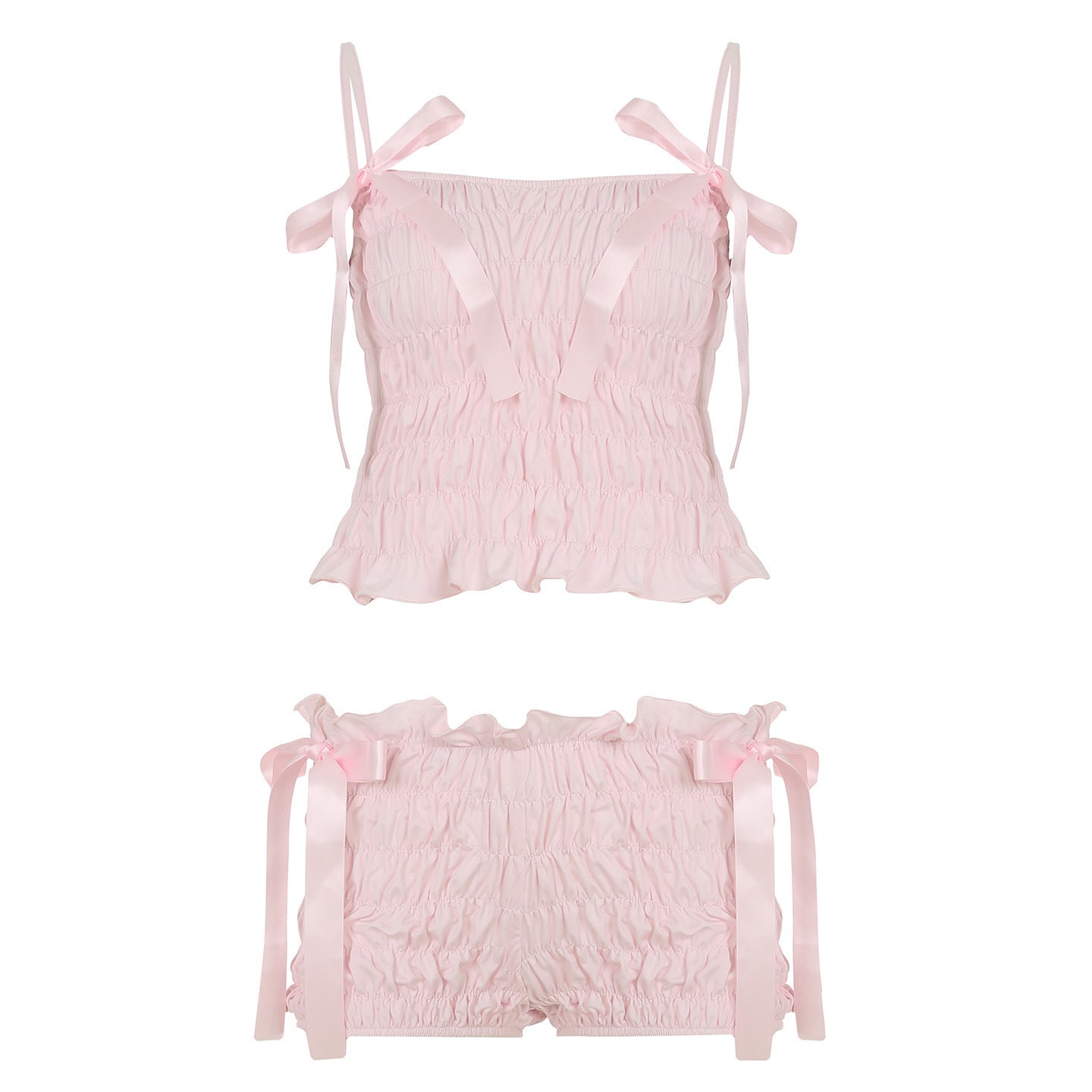 Pantaloncini plissettati con fiocco in pizzo, casual