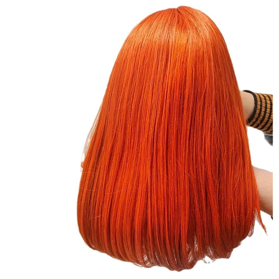 Perruques Bob droites orange roux en cheveux humains 13x4