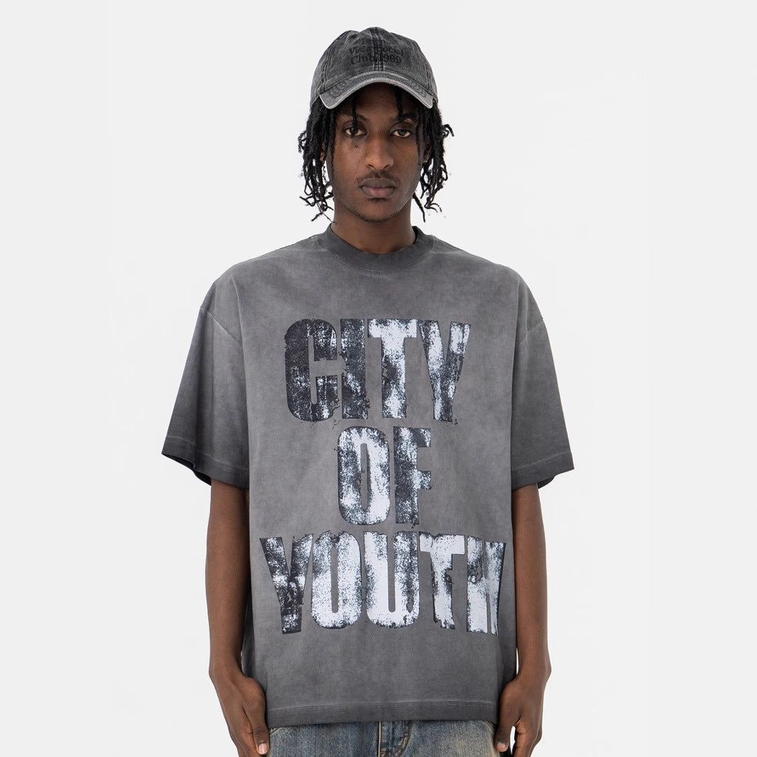 Mens Gradient Crew-Neck Short-Sleeve T-Shirt