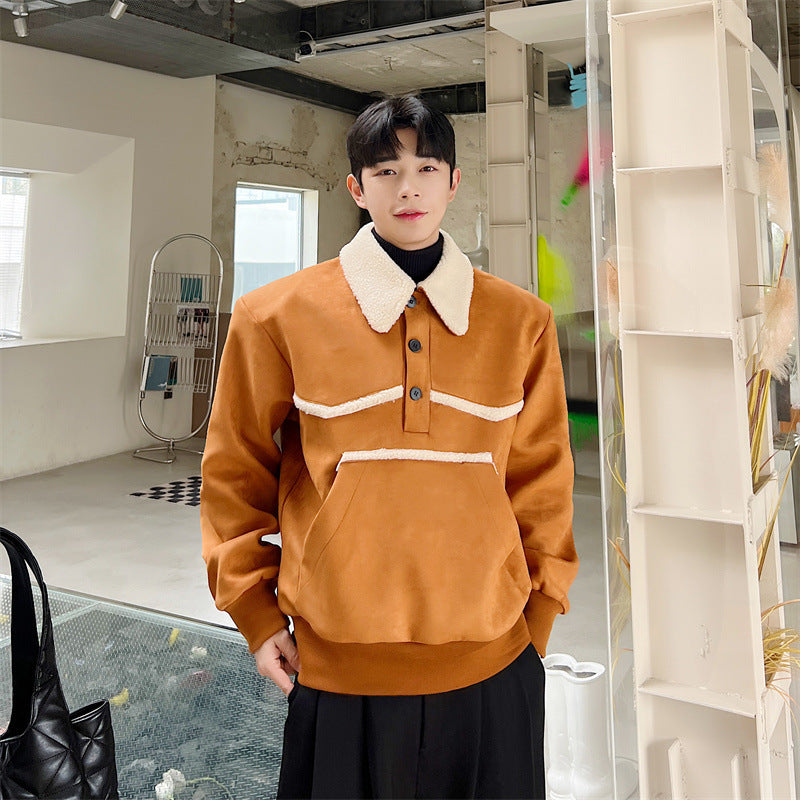 Pull-over en polaire imitation laine d'agneau Ins Wind pour homme