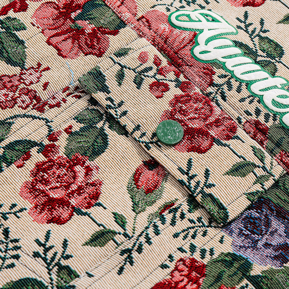 Veste ample à imprimé floral teint en fil, style rétro américain