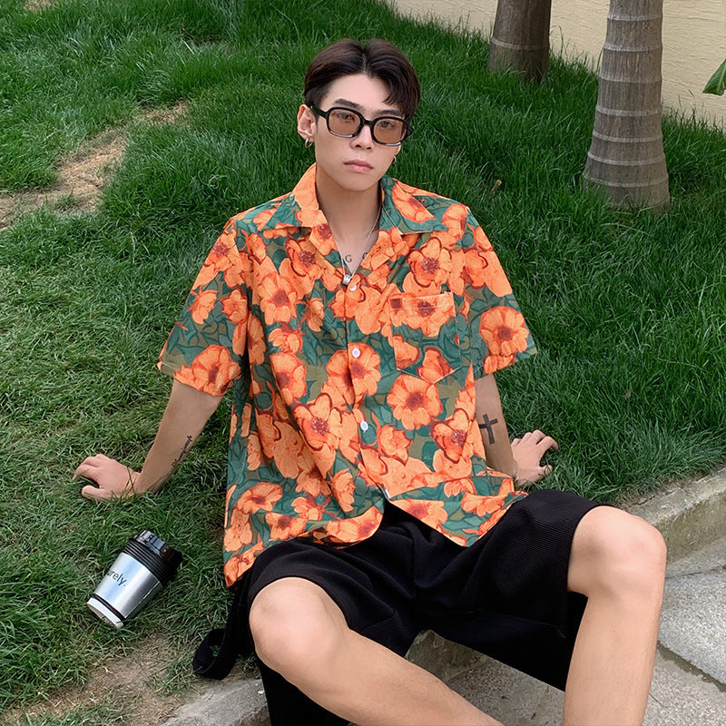 Chemise hawaïenne à manches courtes de style resort