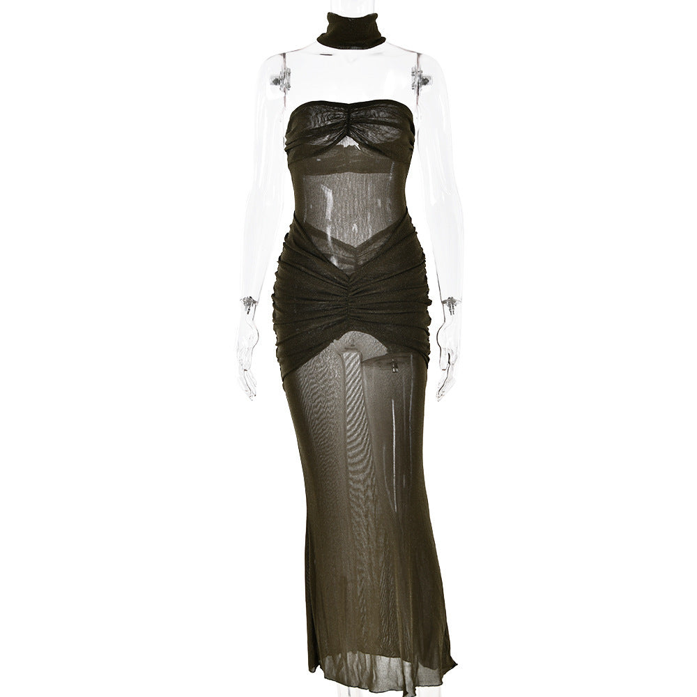 Robe queue de poisson slim haut de gamme de couleur unie