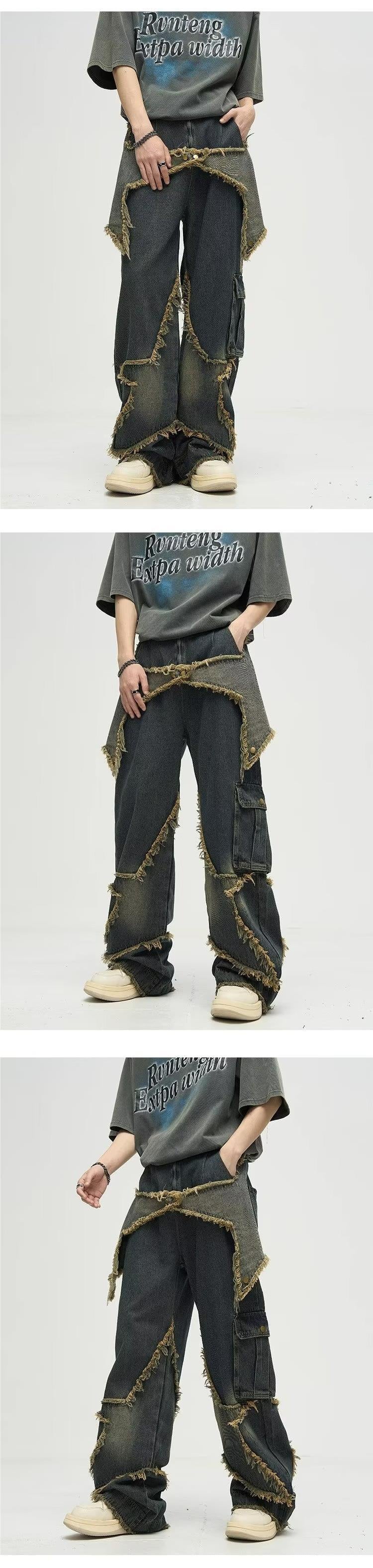 Plus Size Retro Straight Loose Wide-leg Workwear Jeans