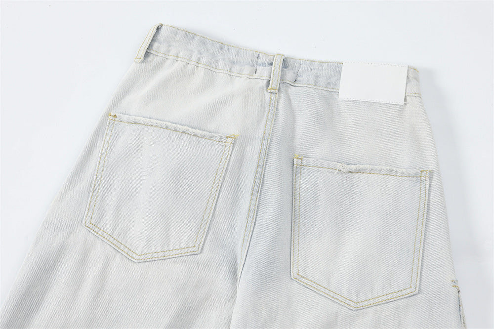 Salopette en denim délavé personnalisée à la mode pour hommes