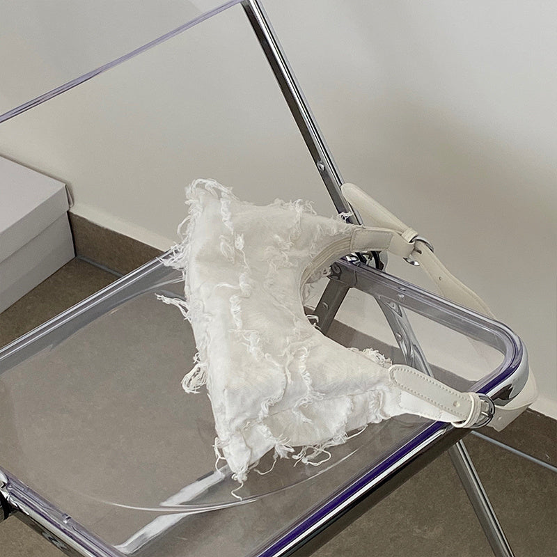 Borsa a tracolla singola con tracolla a mezzaluna in denim semplice