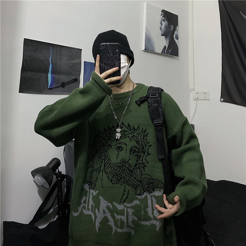 Maglione spesso in maglia jacquard con lettere