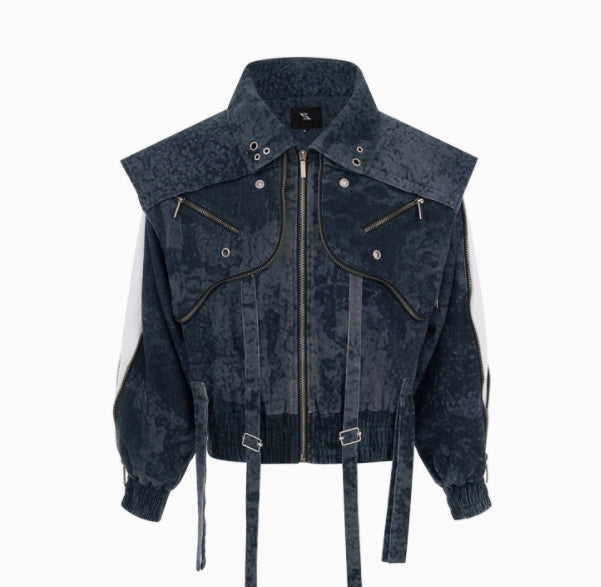 Zipper Structure Stitching Design Sense Machete Jeans