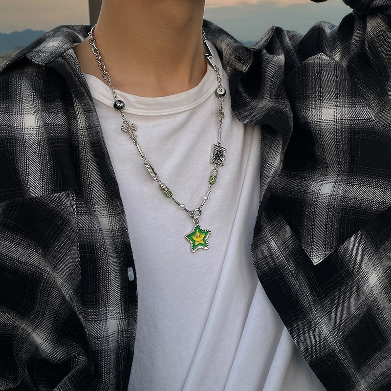 Hip Hop Couple Lucky Star Fortune Necklace