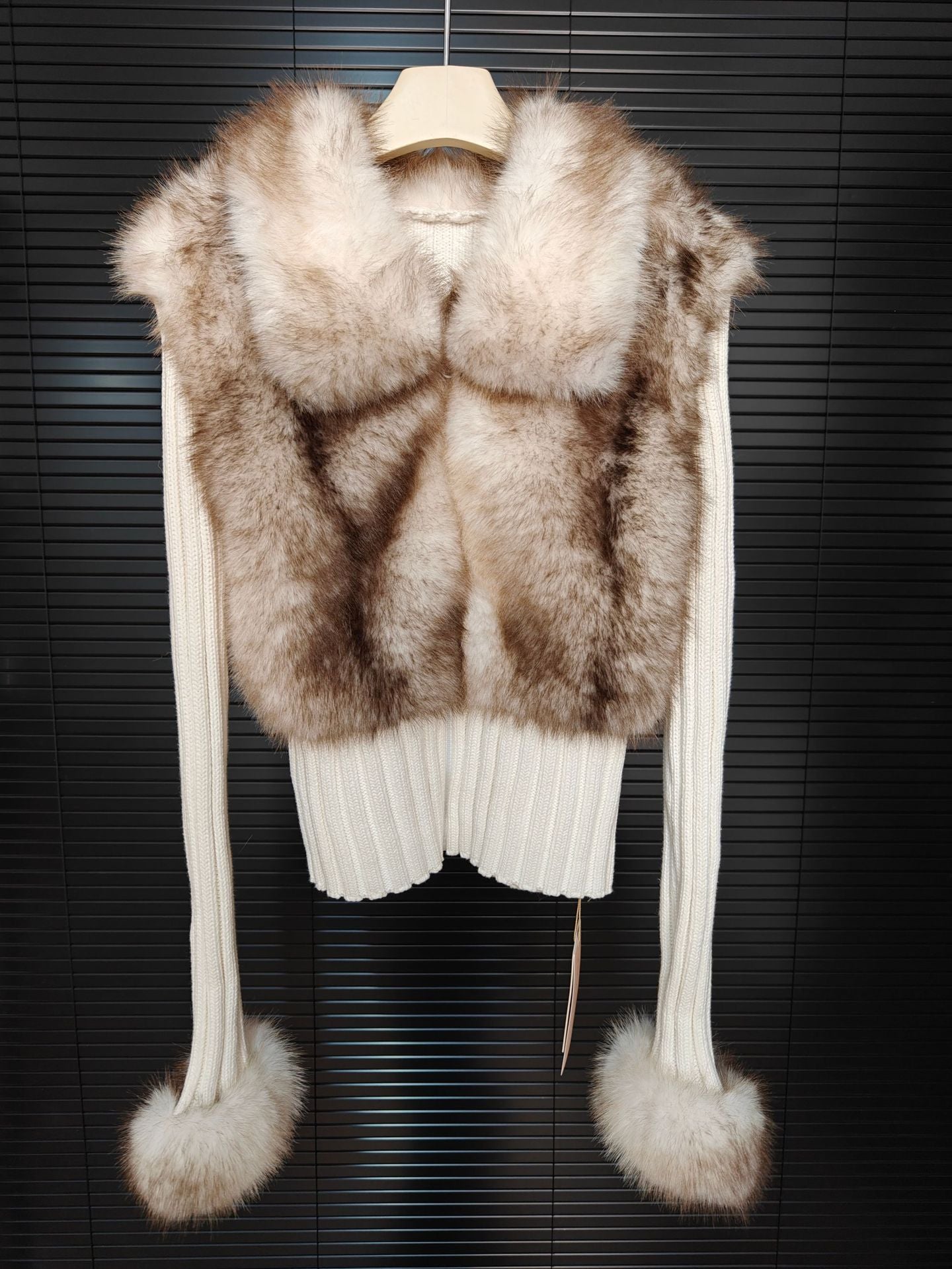 Winter New Environmentally Friendly Wool Slim Fit PatchworkFur Sweater